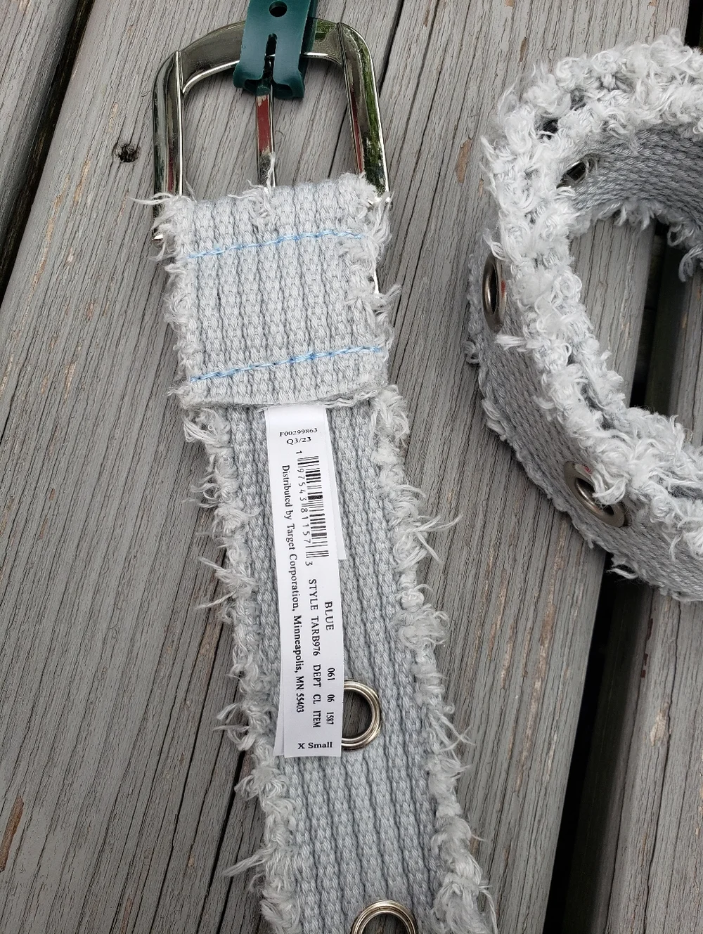 Wild Fable Blue Distressed Frayed Edge Belt Size X-Small - NWT
